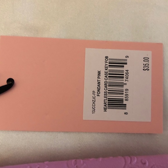 Juicy Couture Fondant Pink Faux Leather Heartless Card Case Key Fob NWT - Picture 4 of 15